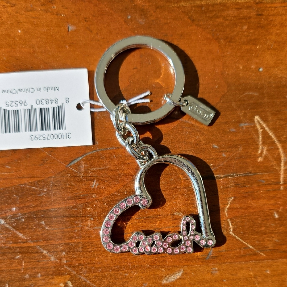 NWT Pink Heart COACH Keychain